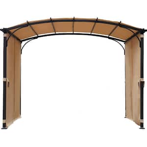 9 ft. x 10 ft. Outdoor Gray Steel Soft-Top Arched Gazebo with Retractable Canopy