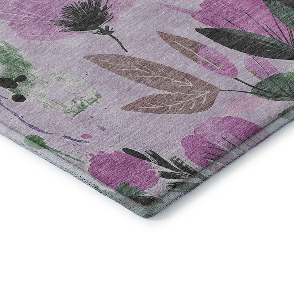 Mayfield Premium Machine Washable Abstract AMF1549 Lavender 3 ft. x 5 ft. Area Rug