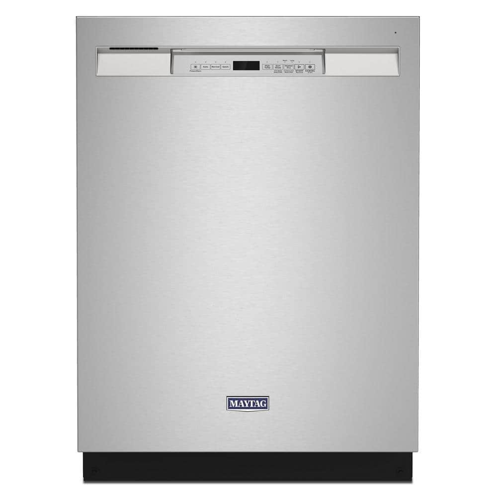 Maytag 24 in. Fingerprint Resistant Stainless Front Control Built-In Tall Tub Dishwasher with Dual Power Filtration, 50 dBA, Fingerprint Resistant Stainless Steel