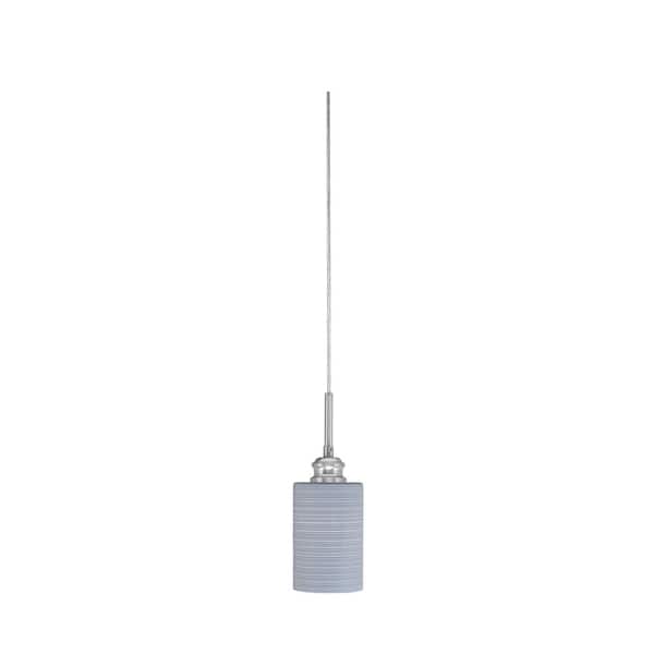 Unbranded Albany 60-Watt 1-Light Brushed Nickel Pendant Mini Pendant Light Gray Matrix Glass and Light Bulb Not Included