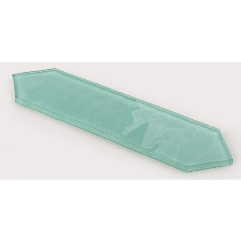 Ergo Chiffon Aqua Blue 3 in. x 10-1/2 in. Glossy Glass Wall/Floor/Kitchen B