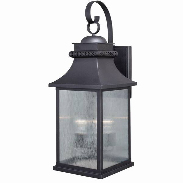 VAXCEL Cambridge 3 Light Dusk to Dawn Bronze Outdoor Wall Lantern Clear ...