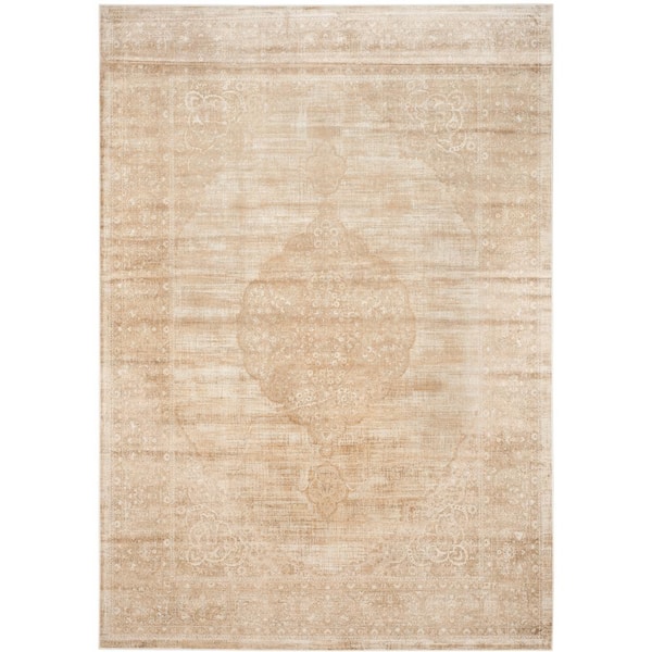 SAFAVIEH Vintage Cream 9 ft. x 12 ft. Distressed Solid Border Area Rug