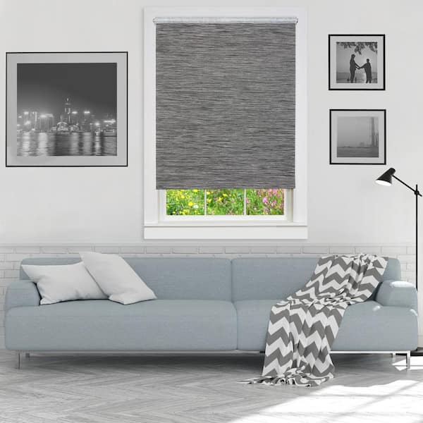 ACHIM Privacy Smoke Cordless Light Filtering Woven Fabric Roller Shade 35 in. W x 72 in. L