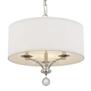 Mirage 3-Light Polished Nickel Shaded Chandelier with Silk Shade