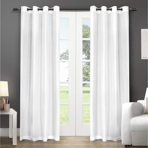 EXCLUSIVE HOME Chatra Winter White Solid Light Filtering Grommet Top Curtain, 54 in. W x 108 in. L (Set of 2)