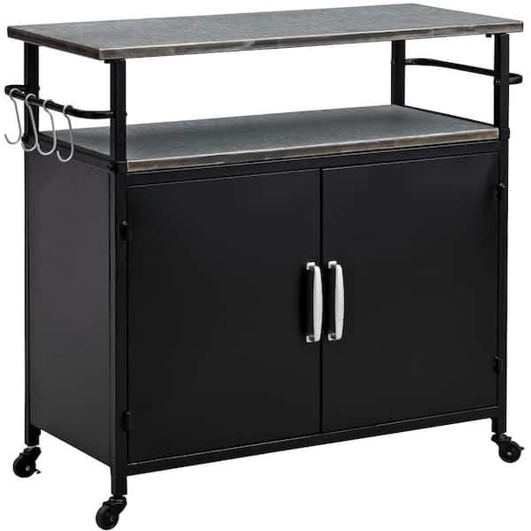 FirsTime & Co. 34.25 in. x 15 in. x 31.5 in. Rectangular Metal FirsTime and Co. Black Davidson Outdoor Grilling Kitchen Serving Cart