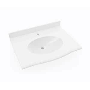 Europa 37 in. W x 6.125in. D Solid Surface Round Single Sink Vanity Top in White