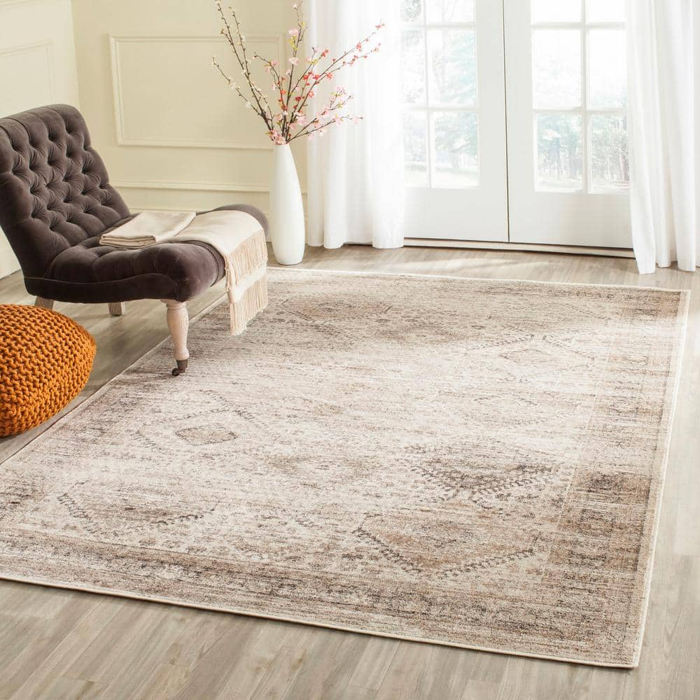 Vintage Stone Rectangular Wool and Viscose Area Rug 10' x 14'