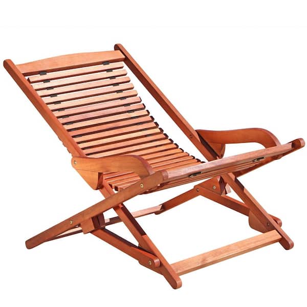 maocao hoom Brown Eucalyptus Wood Outdoor Folding Lounge, No Assembly Required