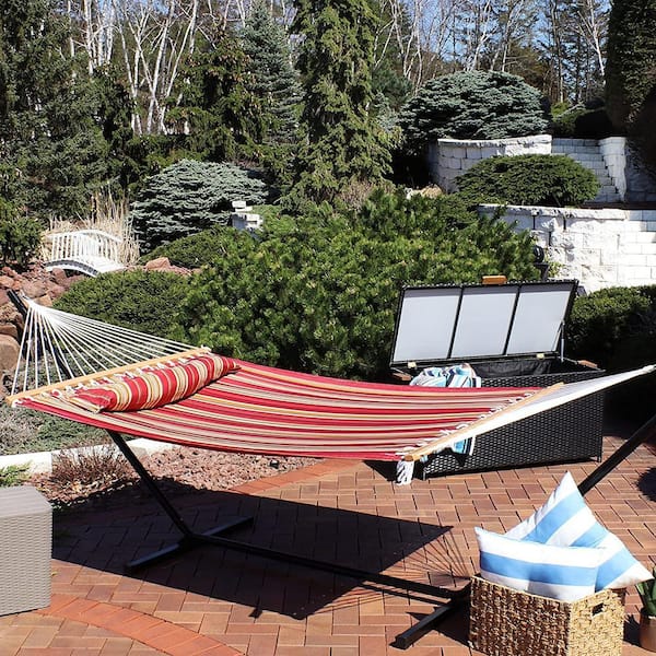 11.25 ft. Quilted Reversible Hammock with Matching Pillow, Red