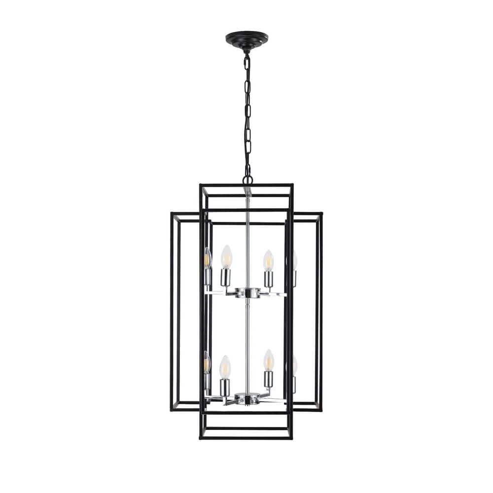 Home Lighting 18 in. 8-Light Black&Chrome Geometric Modern Chandelier Industrial Metal Frame Adjustable for Kitchen Room price history on PriceWatchPro