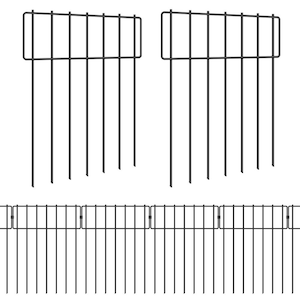 16.7 in. H x 12 in. W Decorative Garden Fence Set, Rustproof Metal Fence, T-Shape (6-Piece)