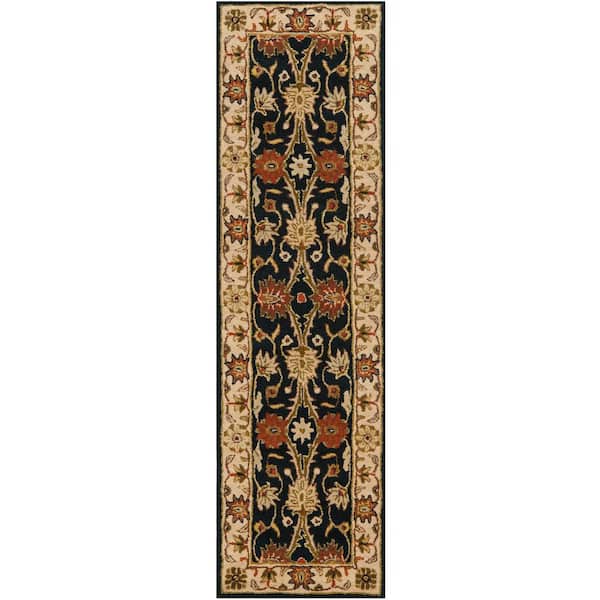SAFAVIEH Antiquity Black 2 ft. x 6 ft. Border Runner Rug