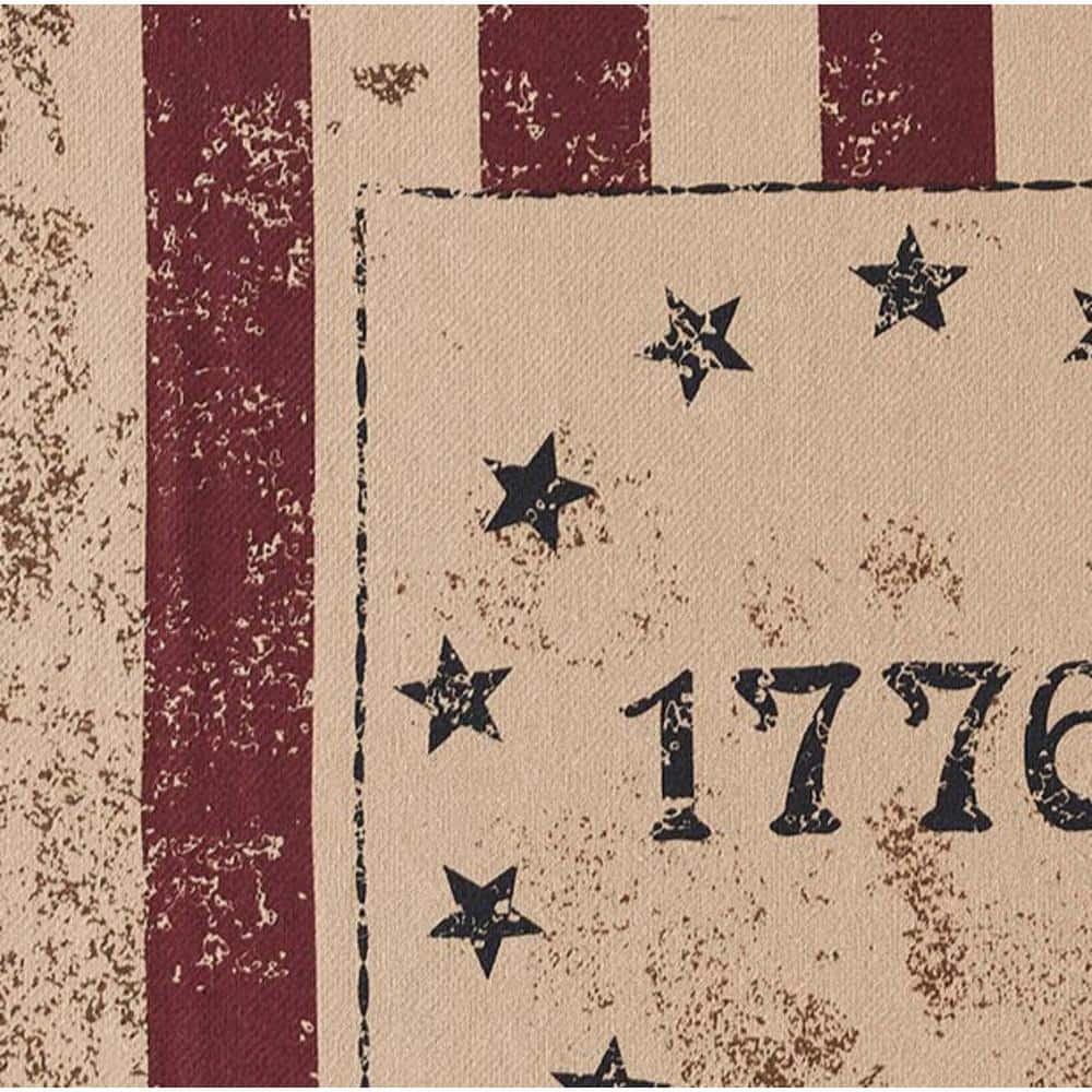 Patriotic Red and Beige Cotton Woven Throw Blanket