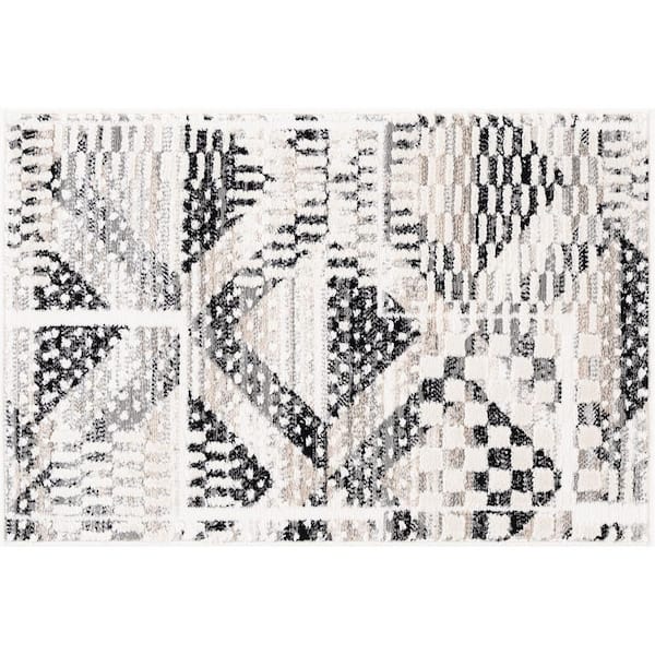 Alpha Black 2 ft. x 3 ft. Abstract Indoor Area Rug