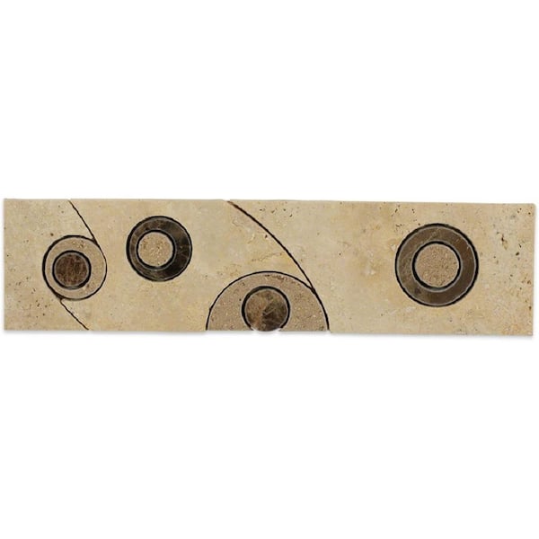 Ivy Hill Tile Evermore 3 in. x 12 in. Brown and Beige Mosaic Marble Wall Tile Trim (1 sheet / 0.25 sq. ft. / sheet)