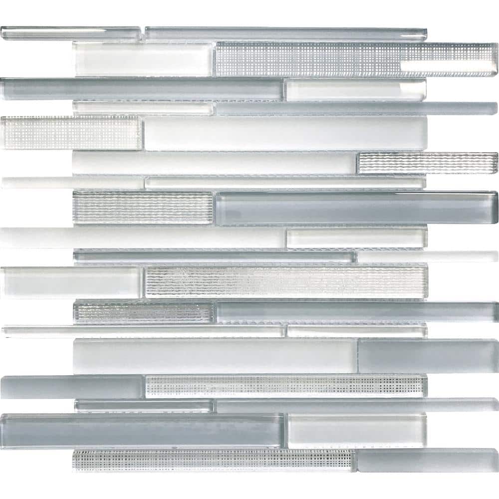 White and Blue Linear Glass Mosaic Tile for Walls