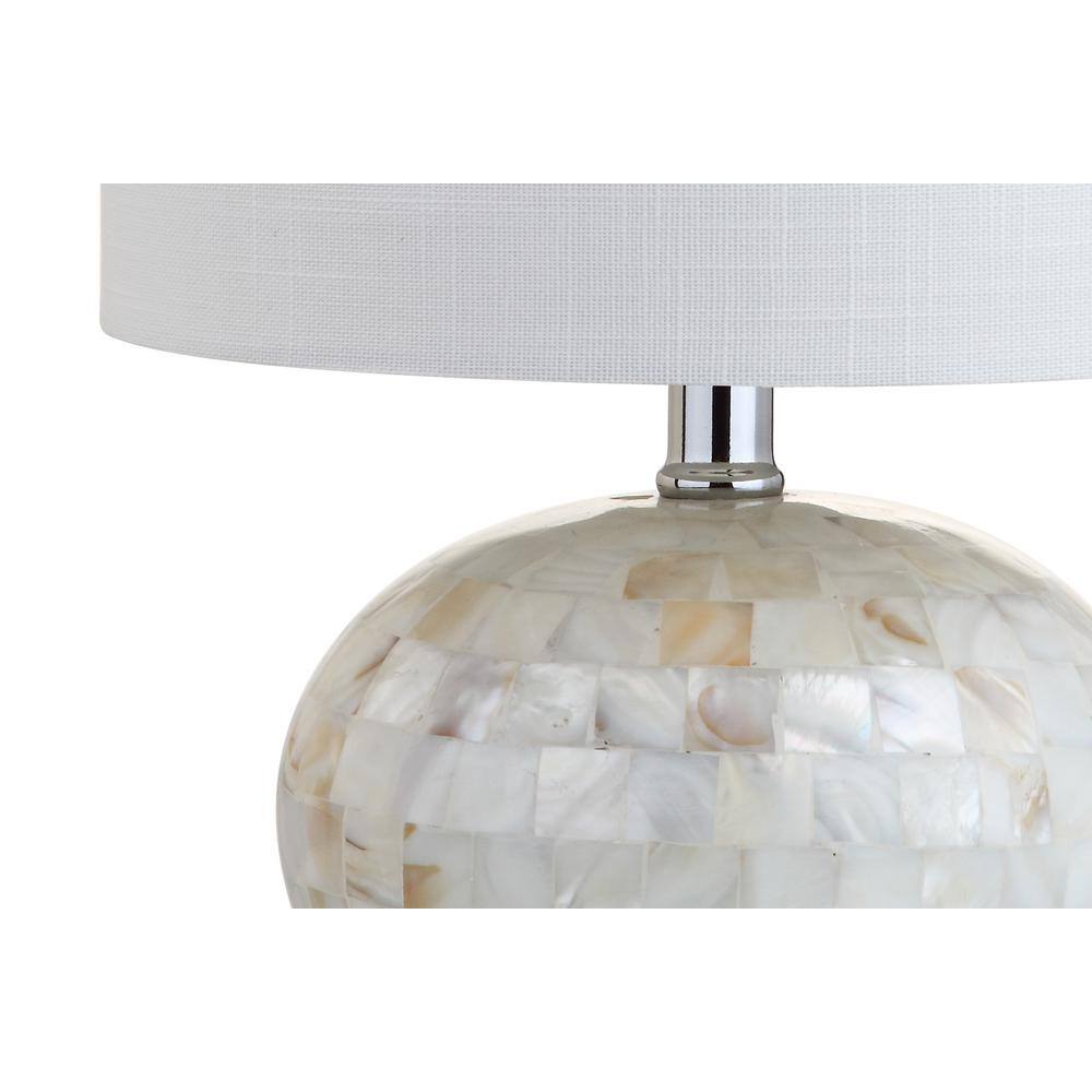 Ivory Capiz Shell Mosaic Table Lamp with White Linen Shade