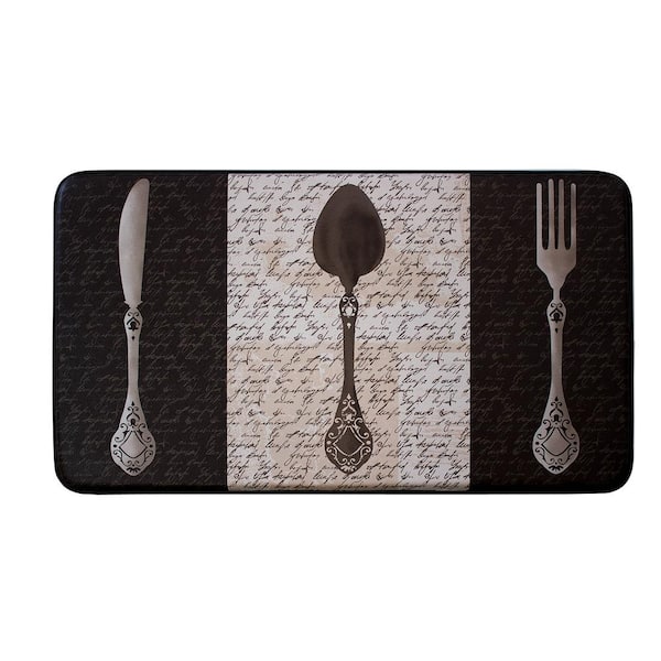 Laura Ashley Chef Gear French Utensils 24 in. x 36 in. PVC Printed Anti-Fatigue Kitchen Mat