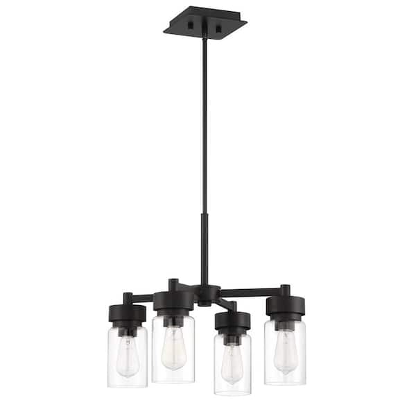 CRAFTMADE Bennet 4-Light Midnight Finish with Clear Glass Transitional Chandelier for Kitchen/Dining/Foyer No Bulbs Included