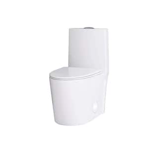 12 inch 1-piece 1.06/1.59 GPF Dual Flush Elongated Toilet in White Seat Included