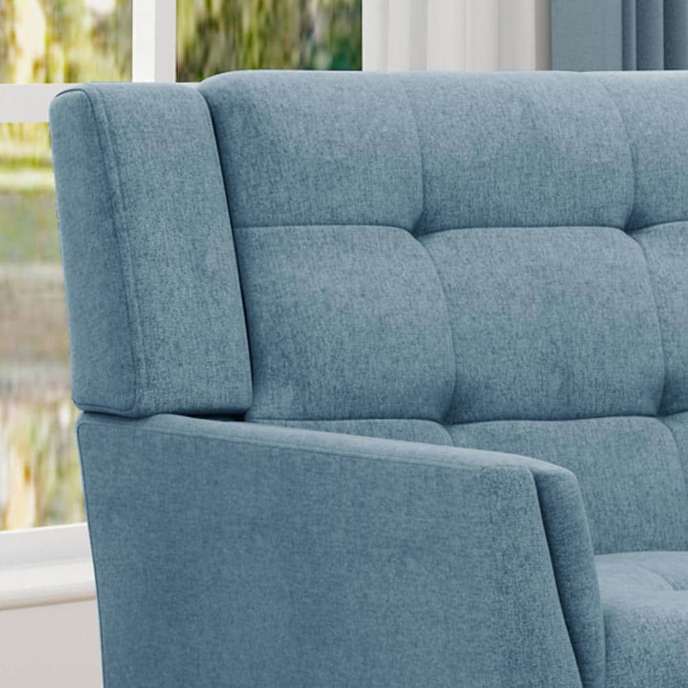 Evelyn Blue and Walnut Mid-Century Modern Arm Chair and Loveseat Set