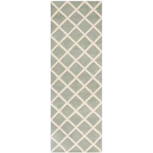 SAFAVIEH Chatham Grey/Ivory 2 ft. x 7 ft. Geometric Multi-Diamonds Runner Rug