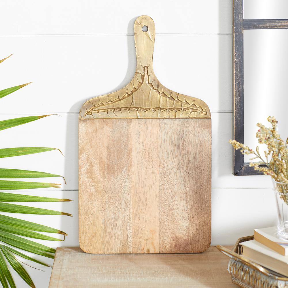 Brown Mango Wood Cutting Board with Brass Handle