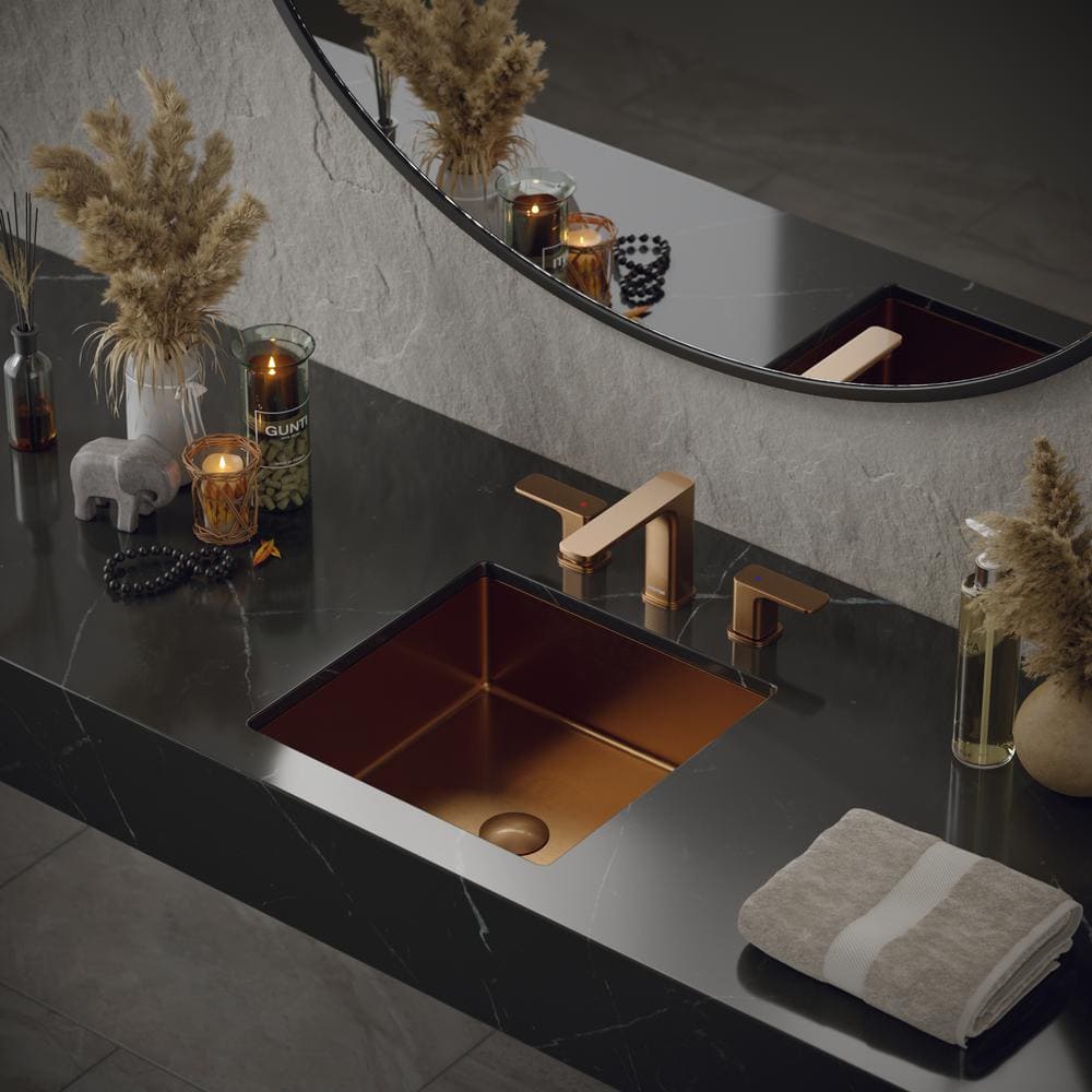 15.75" Brushed Copper Stainless Steel Undermount Square Sink
