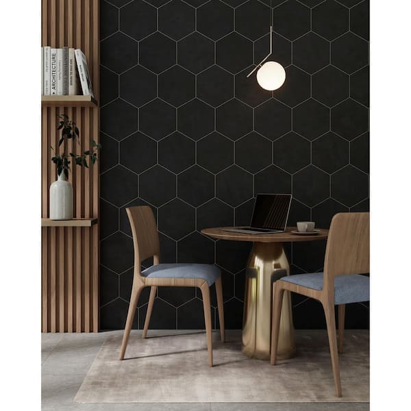 CRUZ BAY STUDIO Honeycomb Hexagon 9 in. x 10 in. Black Matte