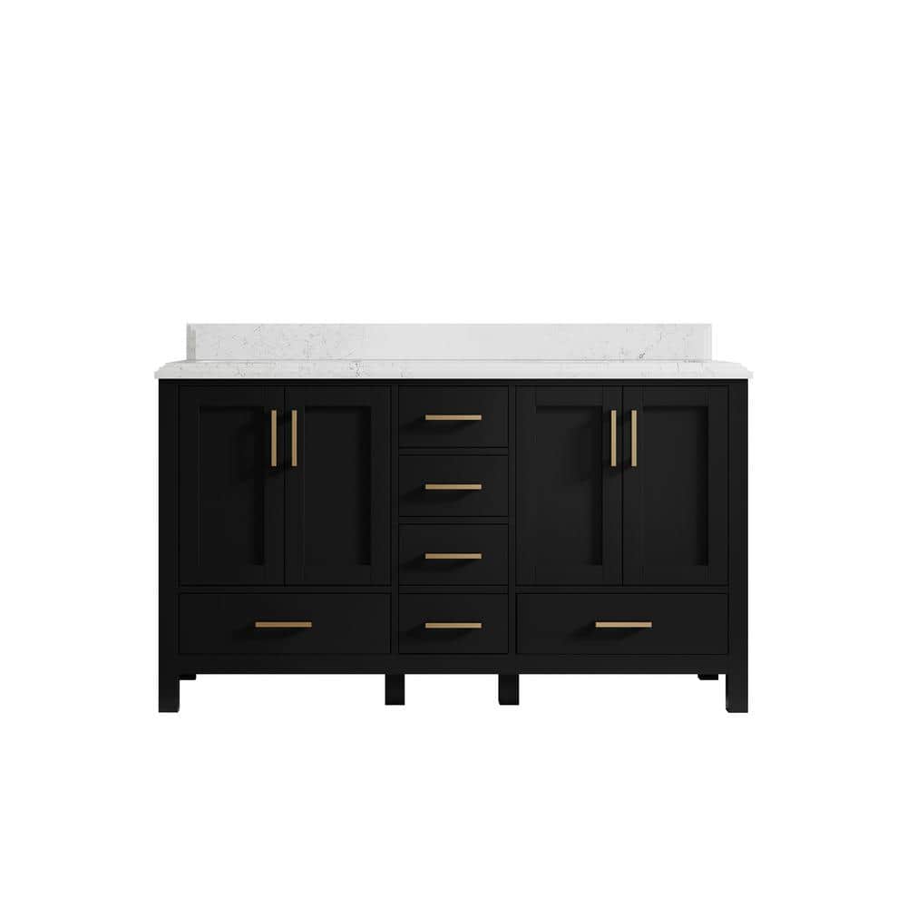 Malibu 60 in. W x 22 in. D x 36 in. H Double Sink Bath Vanity in Black with 1.5 in. Empira Quartz Top price history on PriceWatchPro