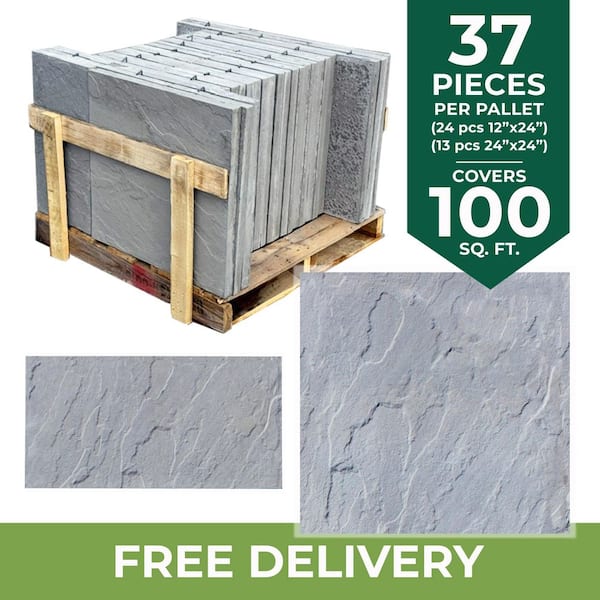 Patio-on-a-Pallet 10 ft. x 10 ft. Concrete Gray Basket weave Yorkstone Paver (37 Pieces/100 Sq. Ft)
