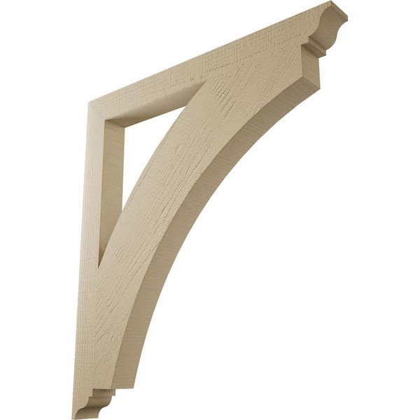 Ekena Millwork 3.5 in. x 40 in. x 36 in. Thorton Traditional Rough Cedar Woodgrain Timberthane Polyurethane Bracket, Primed Tan