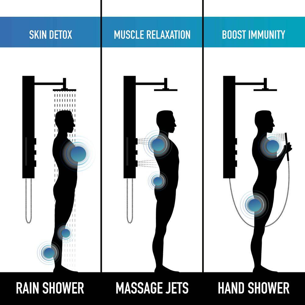 Orchid 39" Matte Black Aluminum Shower Panel System with Hand Wand