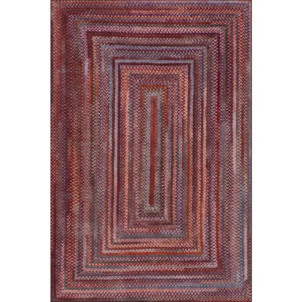 Navelle Bordered Washable Area Red 9 ft. x 12 ft. Indoor Area Rug