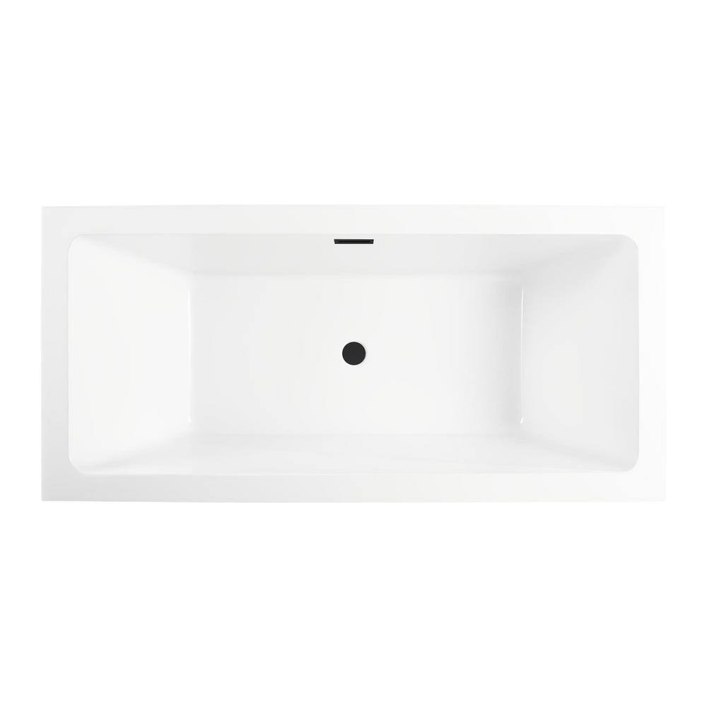 Orion 59'' White and Matte Black Acrylic Freestanding Bathtub