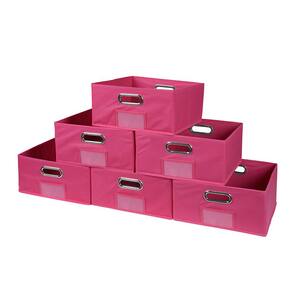 6 in. H x 12 in. W x 12 in. D Pink Fabric Cube Storage Bin 6-Pack