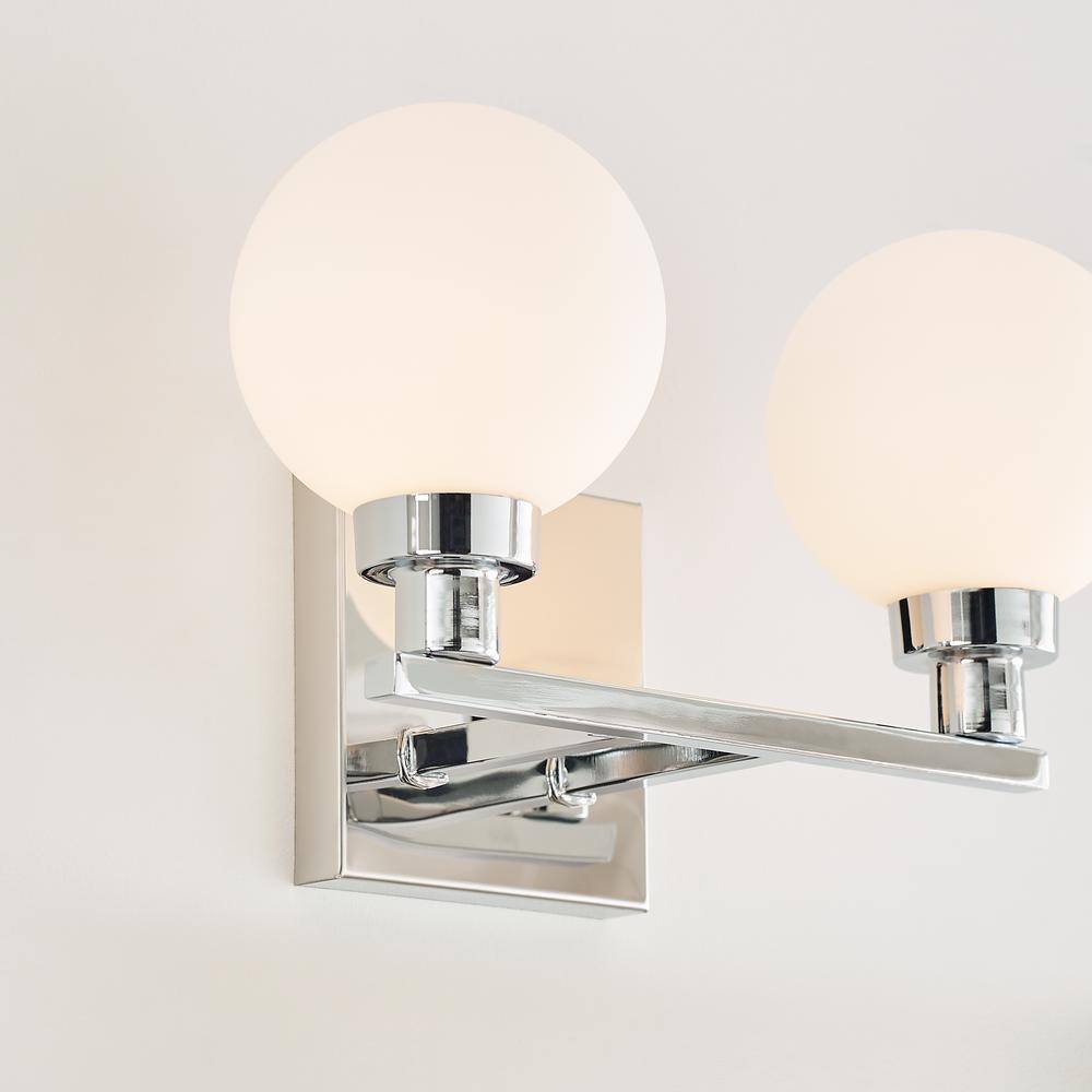 Clybourn Chrome 2-Light Vanity Fixture with Milk Glass Shade