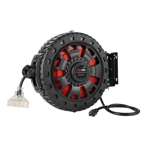 75 ft. 14 Gauge/3C 13 AMP SJTOW Retractable Extension Cord Reel with 3 Outlets, Heavy Duty Power Cord for Garage