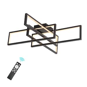 32.2 in. 4-Light Black Rectangle LED Dimmable Flush Mount for Dining Living Room