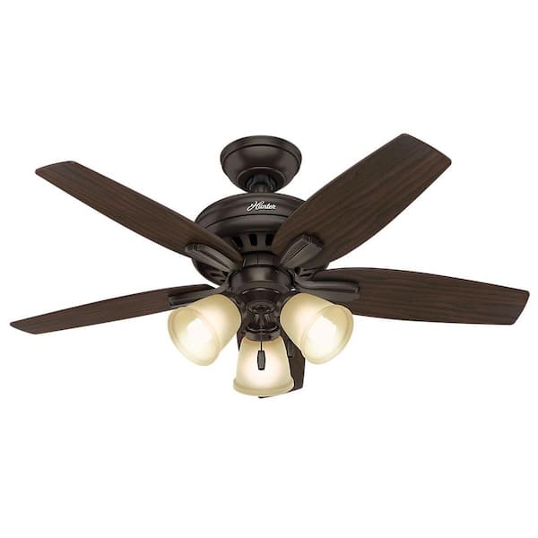 Hunter Newsome 42 in. Indoor Premier Bronze Ceiling Fan with 3-Light