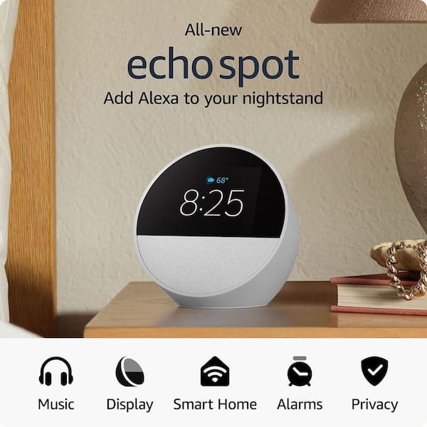 Amazon Echo Spot (2024 Release) Smart Alarm Clock with Vibrant