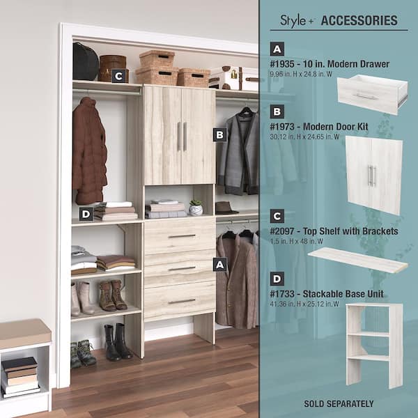 ClosetMaid Style+ 84 in. W - 120 in. W Bleached Walnut Wood Closet