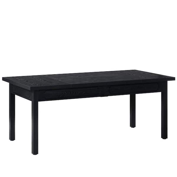 BYBLIGHT Roesler Vintage Black Engineered Wood 62.9 in. 4 Legs Dining Table Seats 6