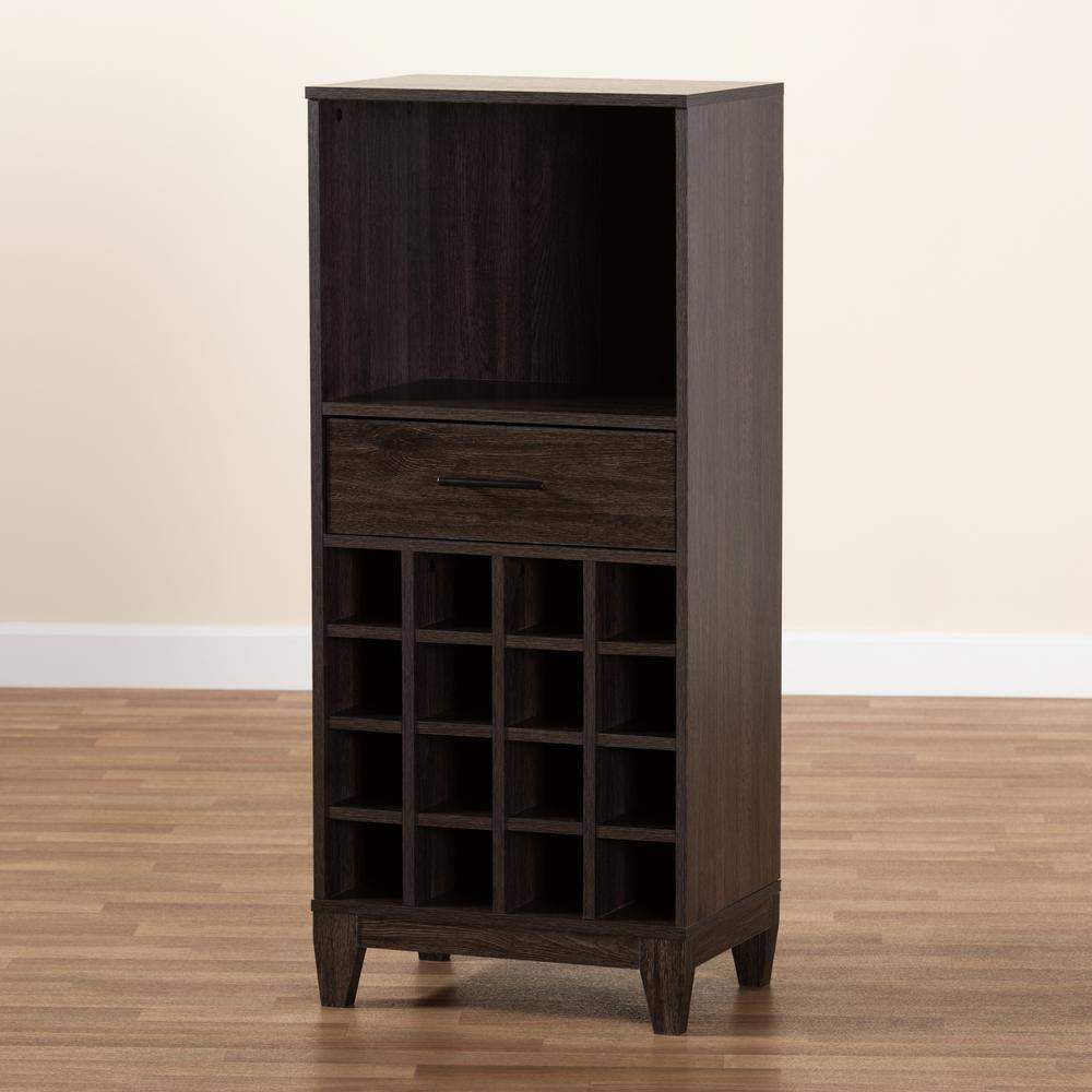 Trenton Dark Brown Wood 1-Drawer Wine Storage Cabinet