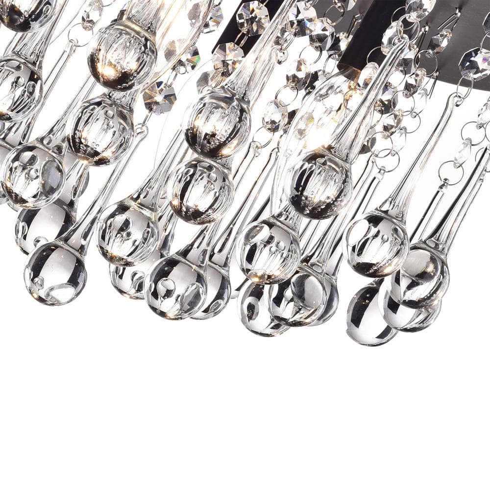 Black Crystal 4-Light Flush Mount Ceiling Fixture