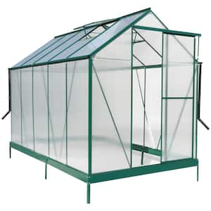75.2 in. W x 123.2 in. D x 96.8 in. H Polycarbonate Aluminum Walk-in Greenhouse Kit with Gutter, Vent and Door in Green