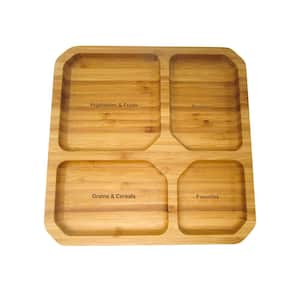 Portion Control Natural Bamboo Plate Container for Diet and Weight Loss