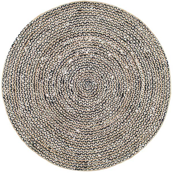 Glinda Natural Fiber Jute Black 8 ft. x 8 ft. Round Rug